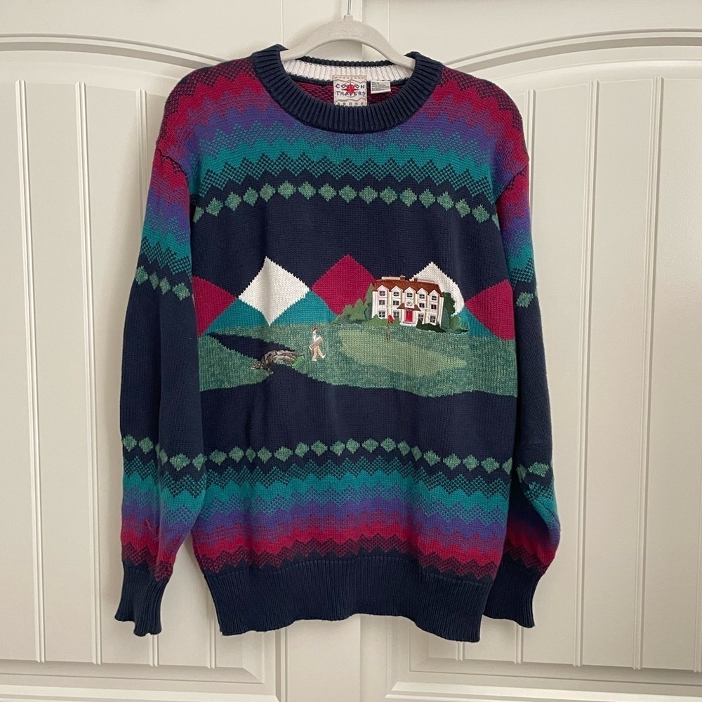 Vintage cotton traders grandpa golf knit crewneck sweater size medium